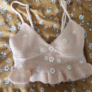 For Love and Lemons pastel pink knit top